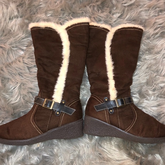Nine West Brown Boots With Faux Fur - Picture 1 of 4